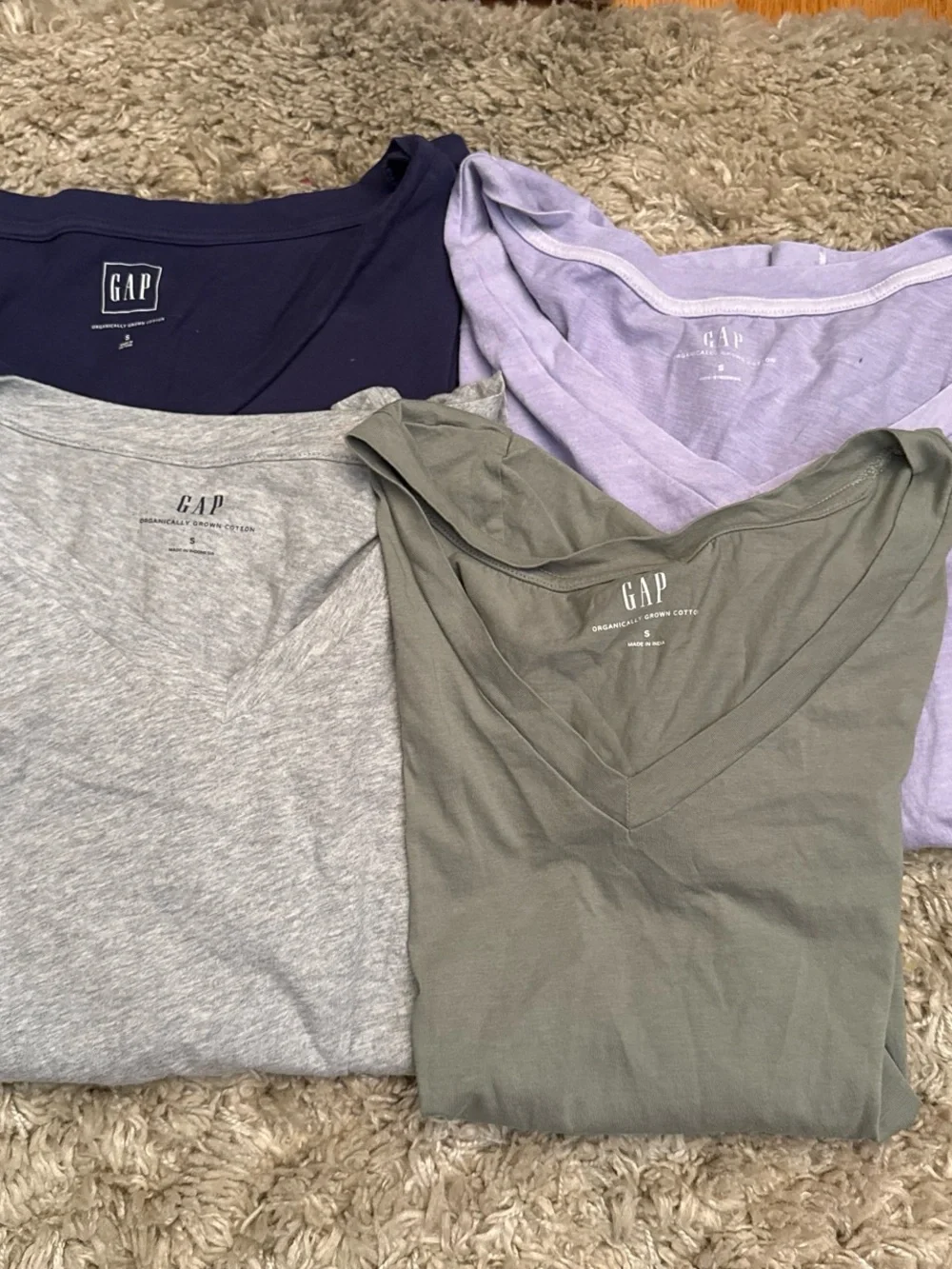 GAP V-Neck Tees in Navy, Lavender, Light Gray, Olive